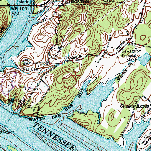 Topographic Map of Roane County, TN