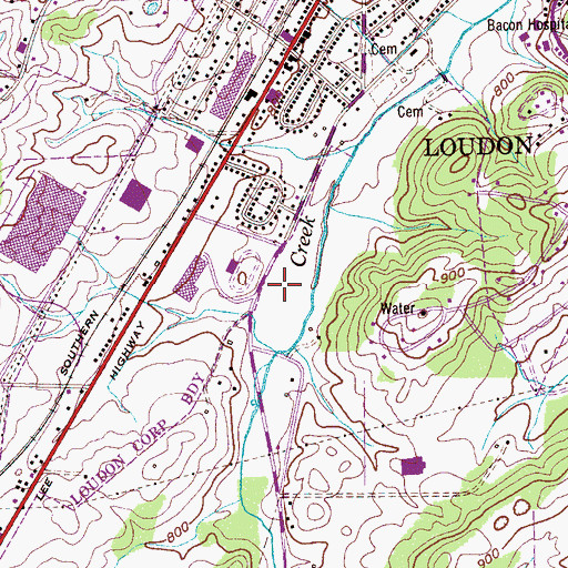 Topographic Map of WLNT-AM (Loudon), TN