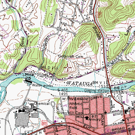 Topographic Map of WIDD-AM (Elizabethton), TN