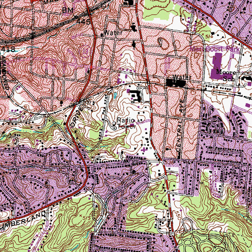 Topographic Map of WJZM-AM (Clarksville), TN