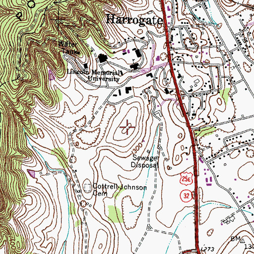 Topographic Map of WSVQ-AM (Harrogate), TN