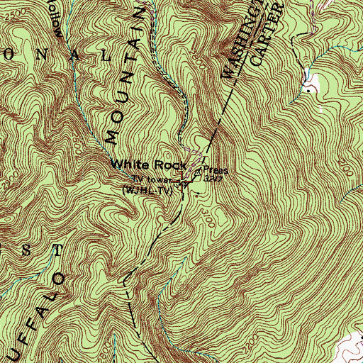 Topographic Map of WQUT-FM (Johnson City), TN