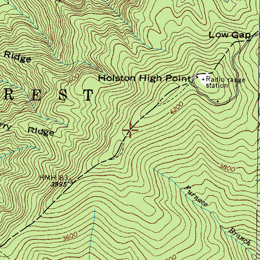 Topographic Map of WXBQ-FM (Bristol) (TN-VA), TN