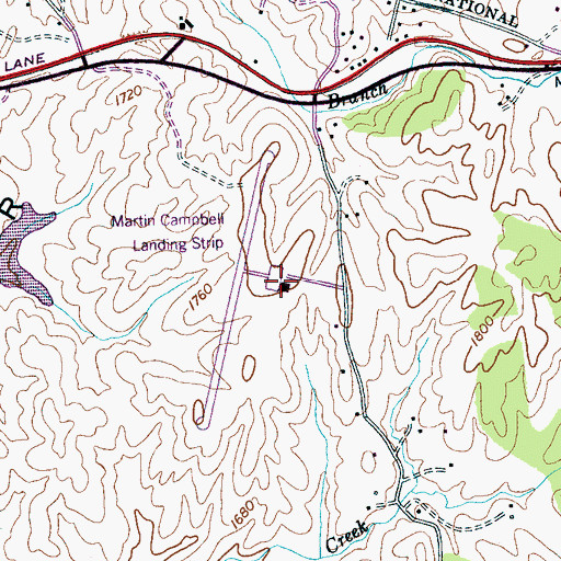 Topographic Map of Martin Campbell Field, TN
