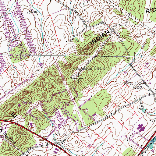 Topographic Map of McAfee Stol Patch Airport (historical), TN