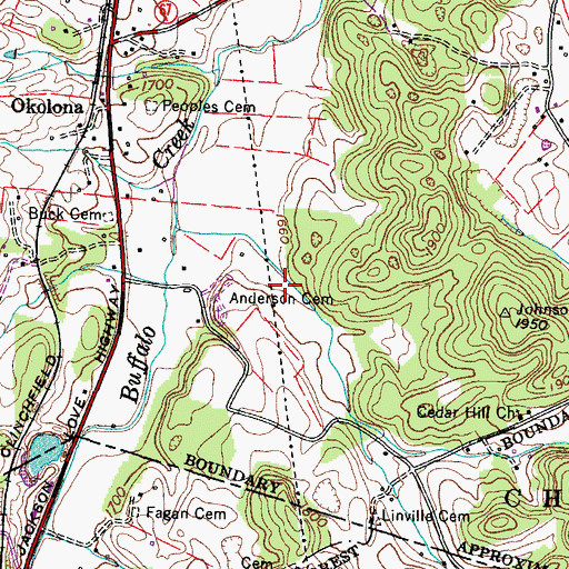 Topographic Map of Bowman Hollow, TN