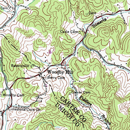 Topographic Map of Fiddlers Hollow, TN