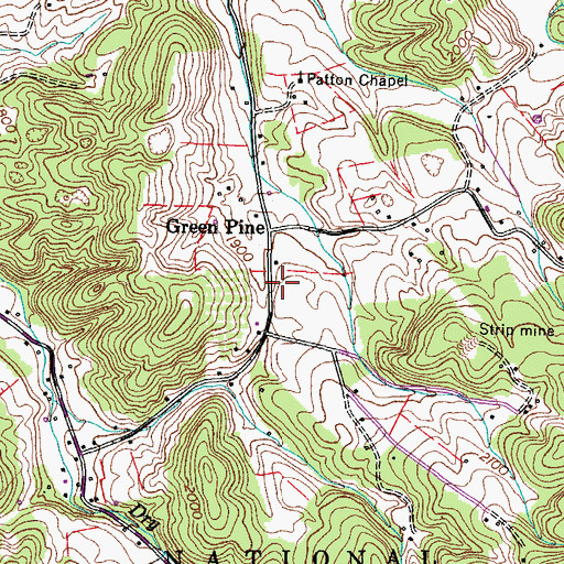Topographic Map of Green Pine Church, TN