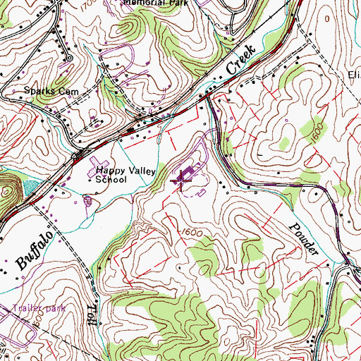 Topographic Map of Happy Valley Middle School, TN