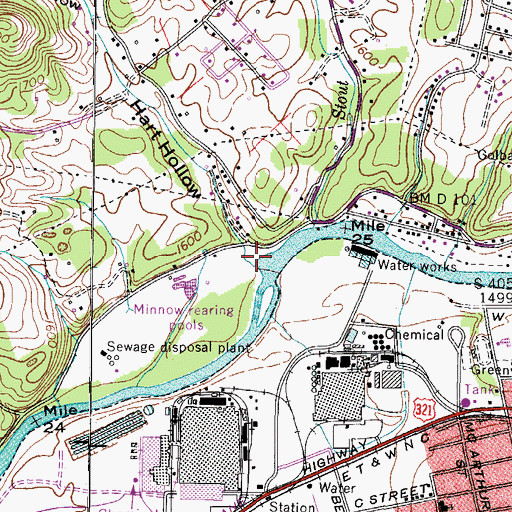 Topographic Map of Holly Branch, TN