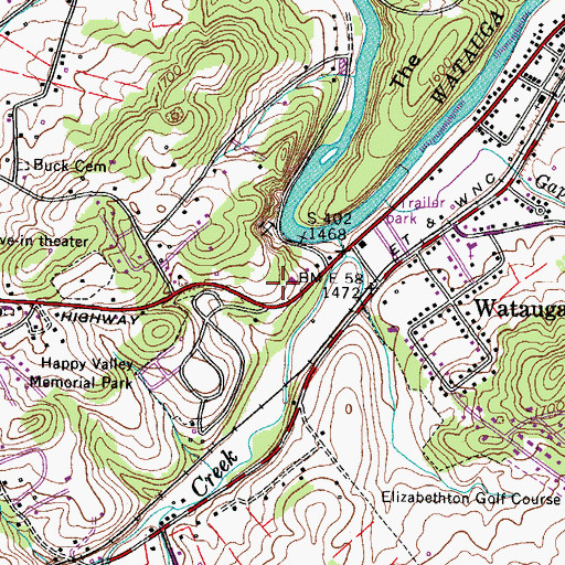 Topographic Map of Lions Field, TN