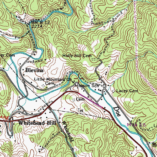 Topographic Map of Little Mountain School (historical), TN