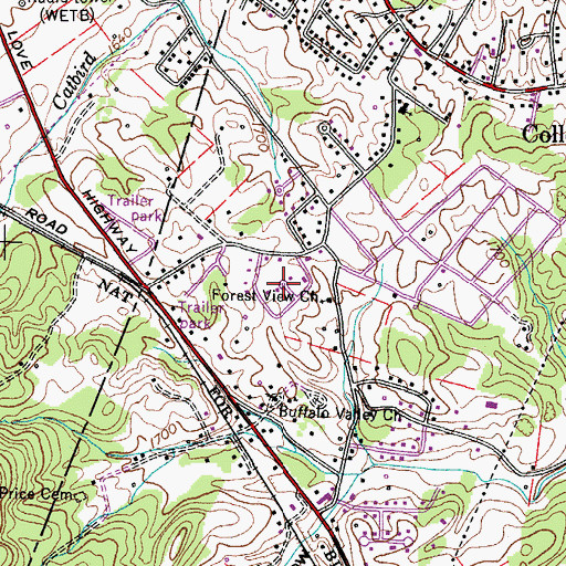 Topographic Map of Martindale Estates, TN