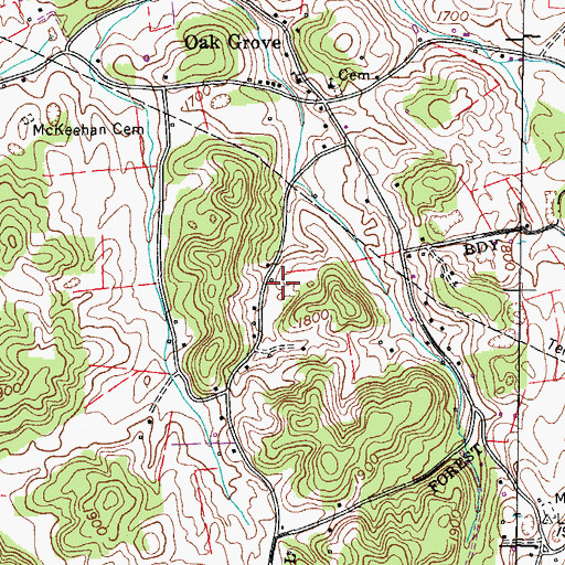 Topographic Map of Moffett Pond (historical), TN