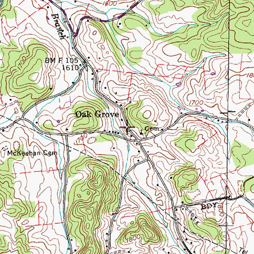 Topographic Map of Oak Grove School (historical), TN