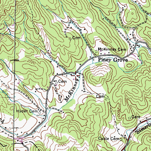 Topographic Map of Pine Grove Church (historical), TN