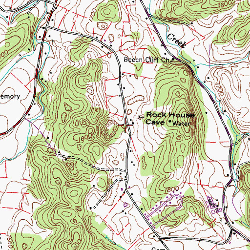 Topographic Map of Rock House Spring, TN