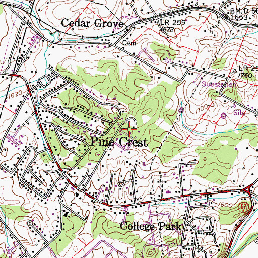 Topographic Map of Wildwood, TN