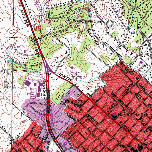 Topographic Map of Bel Air One, TN