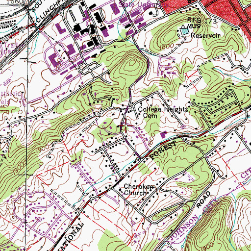 Topographic Map of Buckstone Hills, TN