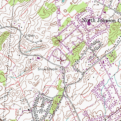Topographic Map of Camelot, TN