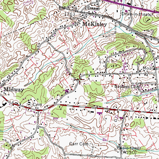 Topographic Map of Carter Sell, TN