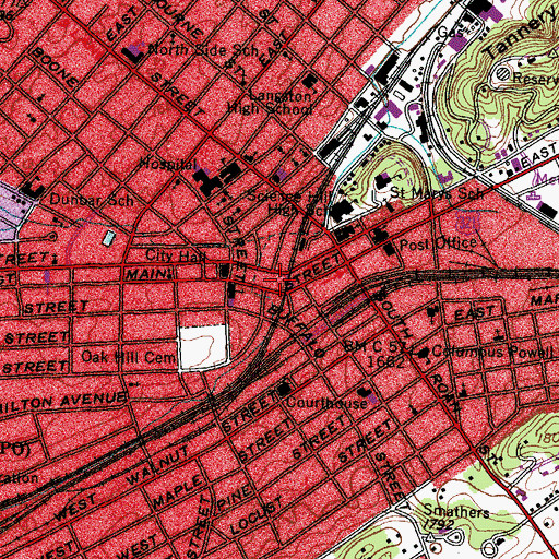 Topographic Map of Fountain Square, TN