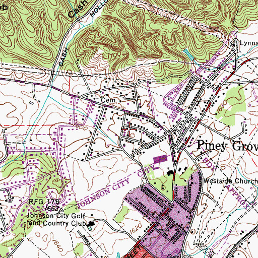 Topographic Map of Glen Ridge, TN