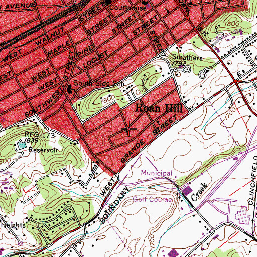 Topographic Map of Holly Hill, TN