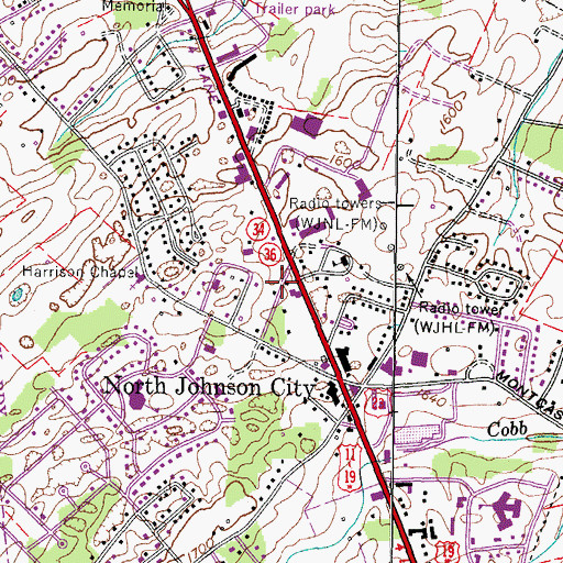 Topographic Map of Interchange 35, TN