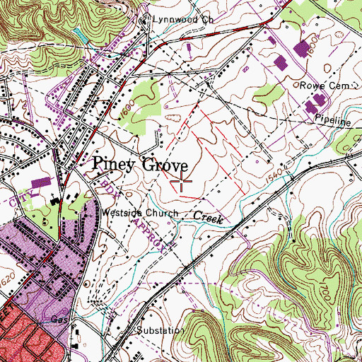 Topographic Map of Johnson City Industrial Park, TN