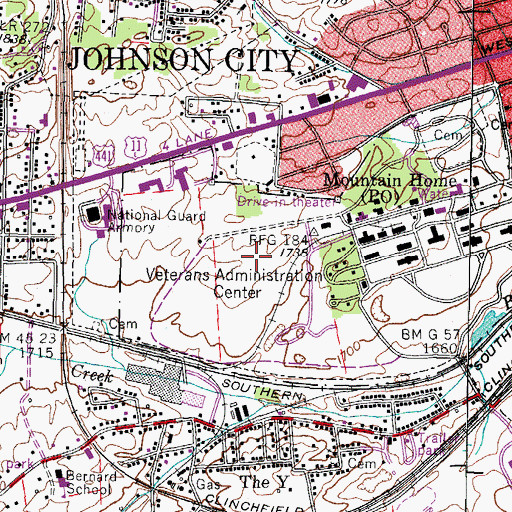 Topographic Map of Johnson City Medical Center, TN