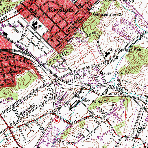 Topographic Map of King Springs Shopping Center, TN