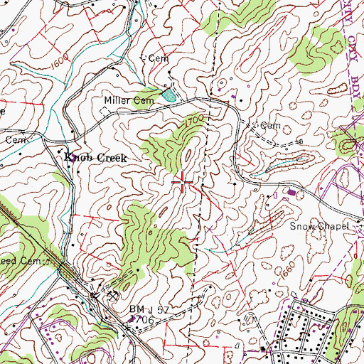 Topographic Map of Miller Ridge, TN