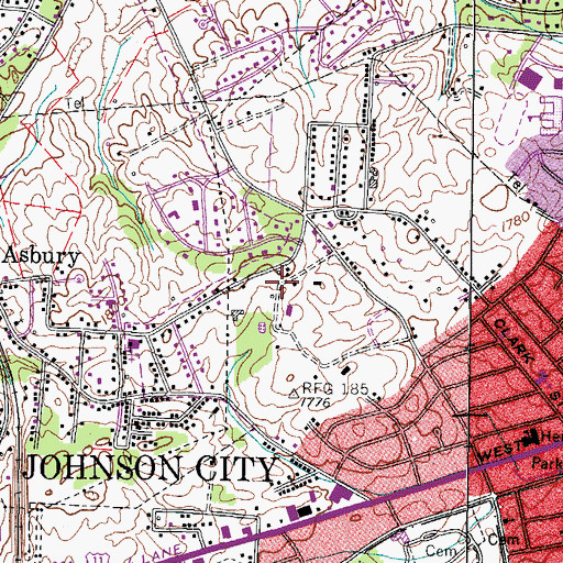 Topographic Map of Millercrest, TN