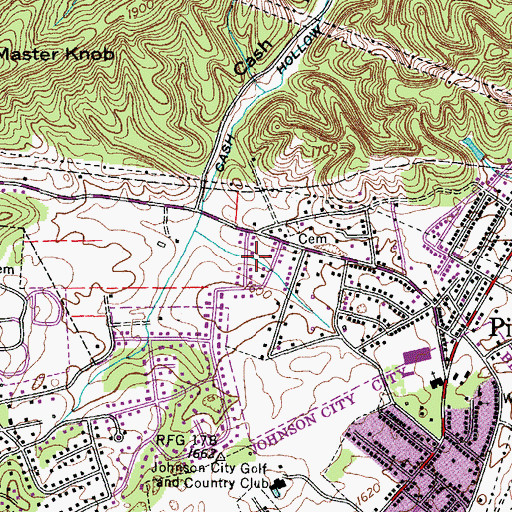 Topographic Map of Oak Park, TN