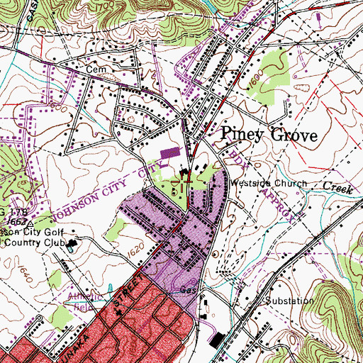 Topographic Map of Pine Grove School (historical), TN