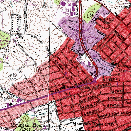 Topographic Map of S E Miller Subdivision, TN