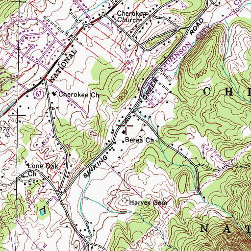 Topographic Map of Sinking Creek School (historical), TN