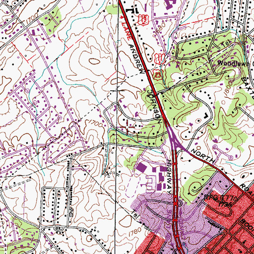 Topographic Map of Tanglewood, TN