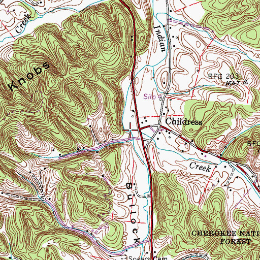 Topographic Map of Apache Creek, TN
