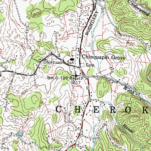 Topographic Map of Chinkapin Grove Church, TN