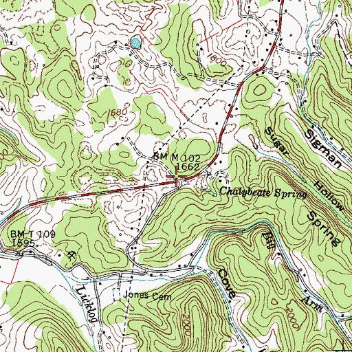 Topographic Map of Cleavet Springs (historical), TN