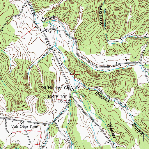 Topographic Map of Delaney Branch, TN