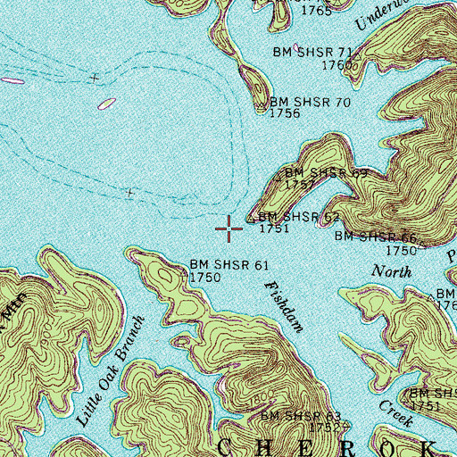 Topographic Map of Fishdam (historical), TN