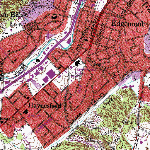 Topographic Map of Haynesfield Park, TN