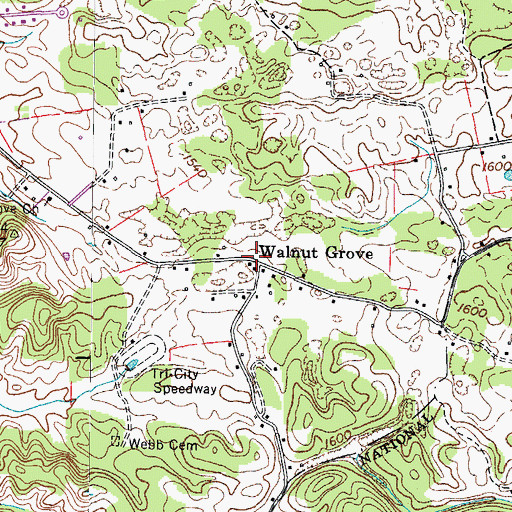 Topographic Map of Walnut Grove School (historical), TN