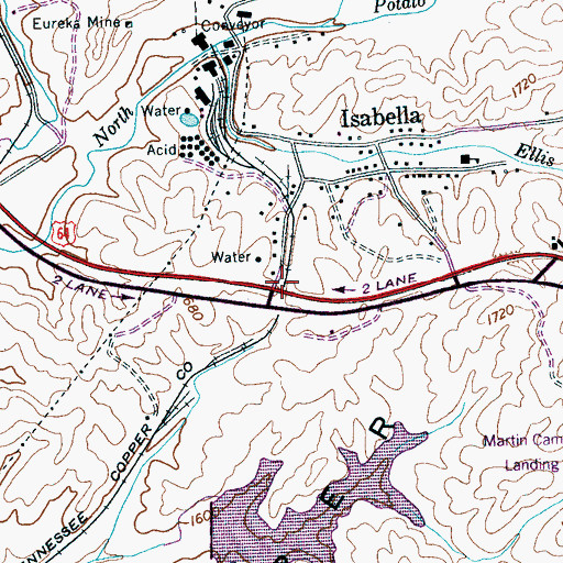 Topographic Map of Stewardtown (historical), TN