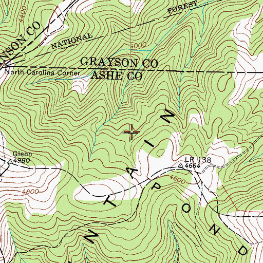 Topographic Map of Pond Mountain, TN