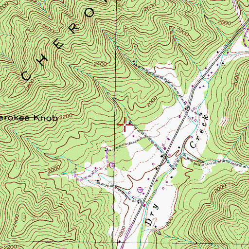 Topographic Map of Dry Creek Cemetery, TN